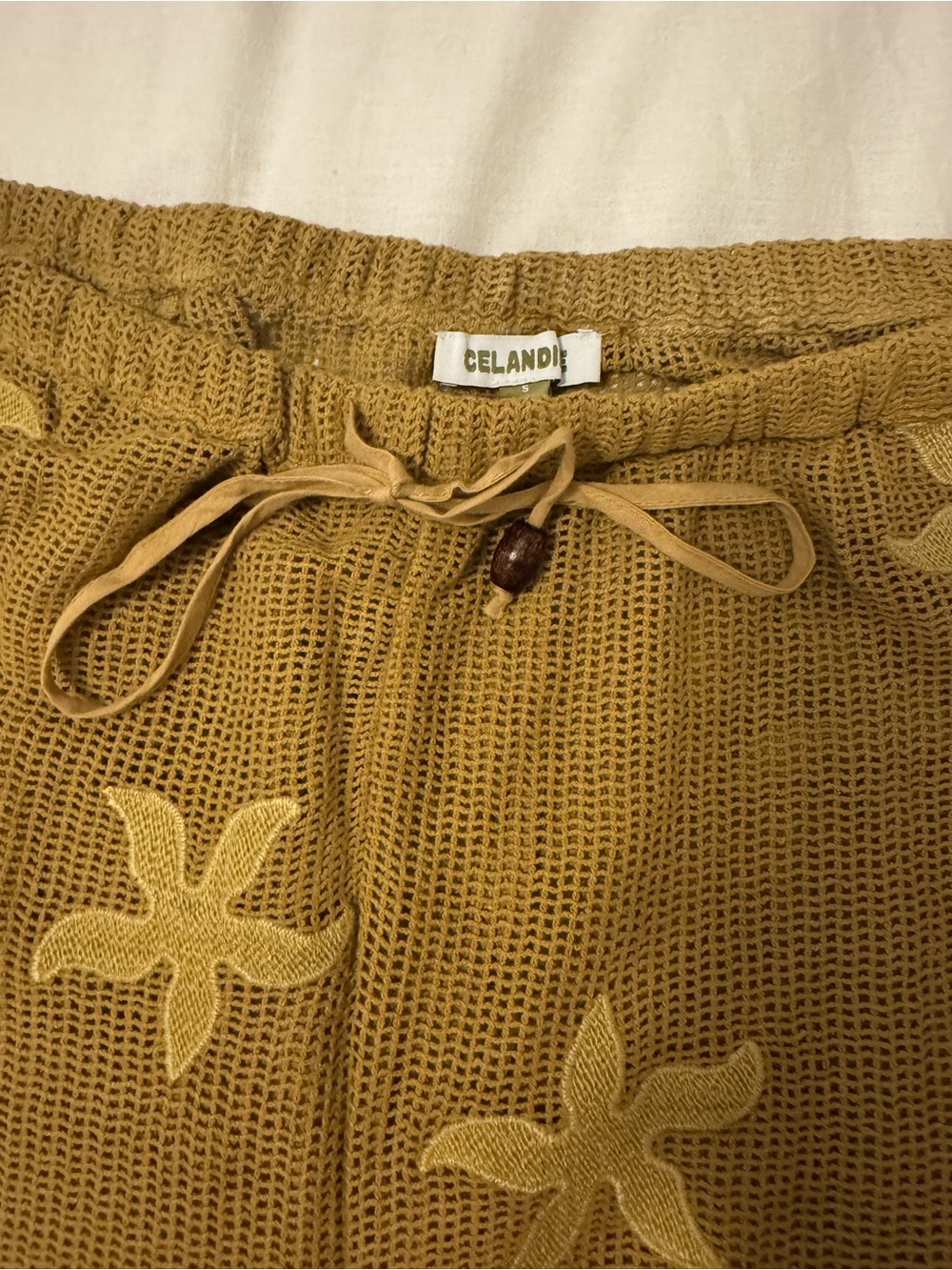 Anthropology Celandine Mustard Crochet Bermuda High Waisted Pants